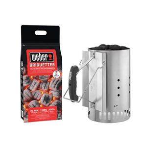 Accendi carbonella per barbecue kit ciminiera Weber + 2 Kg. briquettes