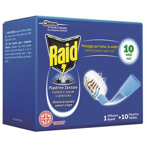 Elettroemanatori antizanzare con 10 piastrine Raid