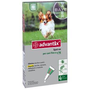Antiparassitari Bayer Advantix Spot On cani fino a 4 kg.